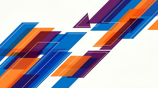 Abstract geometric background with diagonal blue orange and purple shapes