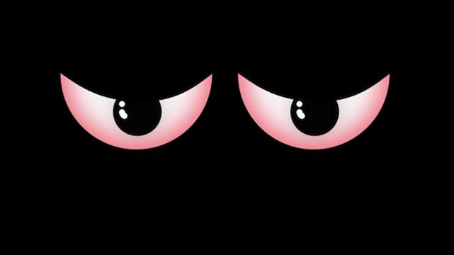 Evil white and red Blinking Eyes on Black Transparent Background 4K Loop Animation red evil Eyes looking around and blinking in the dark.