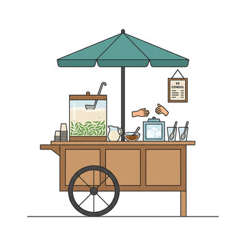 Traditional Indonesian cendol dessert drink cart with coconut milk and palm sugar