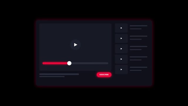 Minimalist digital video player interface with subscription button subscribe