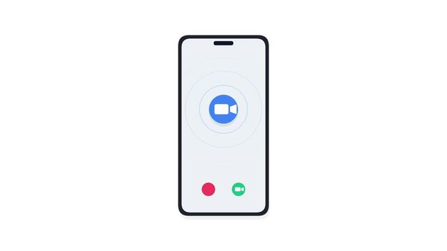 Smartphone video call interface animation with ringing and answered screen