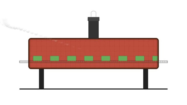 Continuous Thermal Debinding Furnace Muffle with Conveyor Mesh Belt and Catalytic Afterburner Venting