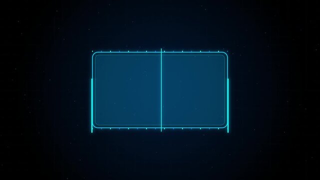 Digital grid background with minimalist blue interface rectangle frame hud