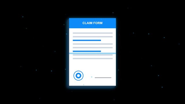 Digital claim form document with signature line and circular seal official