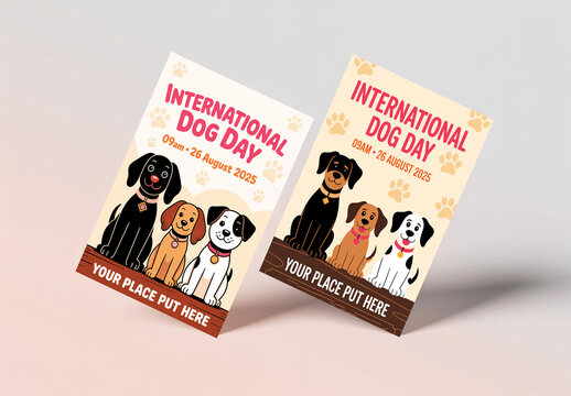 International Dog Day Flyer Mockup Template