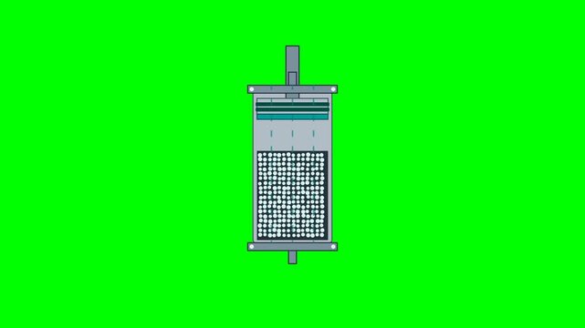 Automated HPLC Dynamic Axial Compression Piston Technical Engineering Line Art