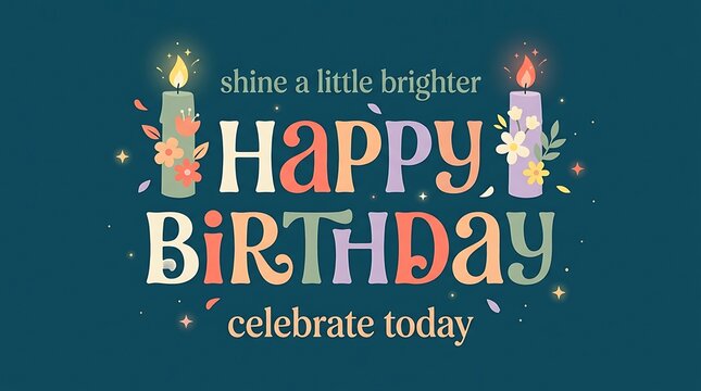 Happy Birthday greeting card design with colorful typography and