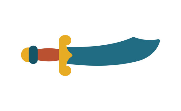 Flat vector illustration of a scimitar with a colorful handle