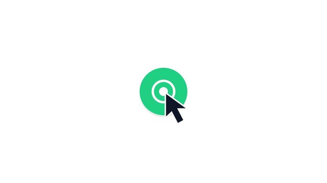 Cursor clicking a purple circular button turning green for success