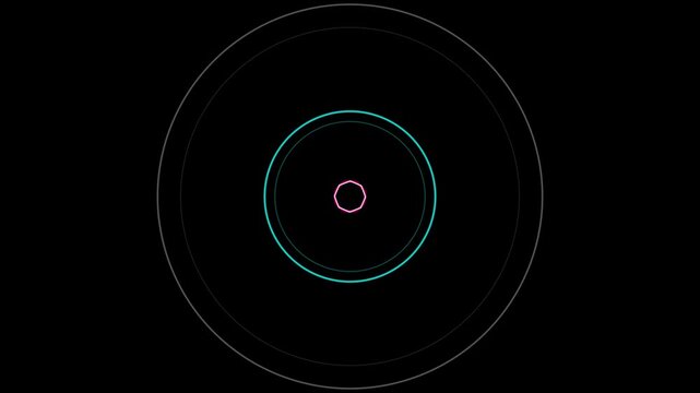 Abstract circular tunnel light effect with glowing concentric rings glowing