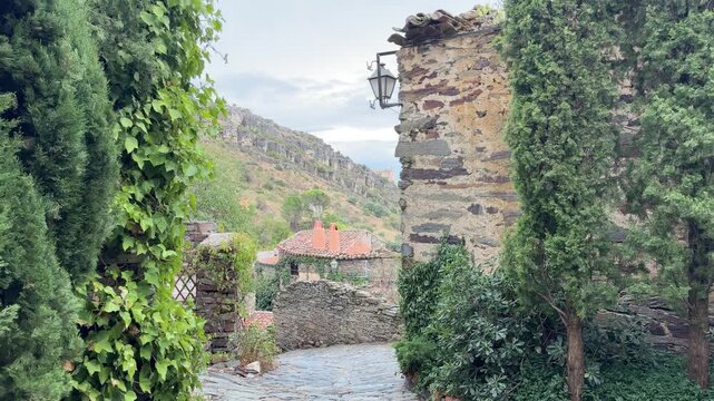 Patones stone houses and narrow street in patones de arriba