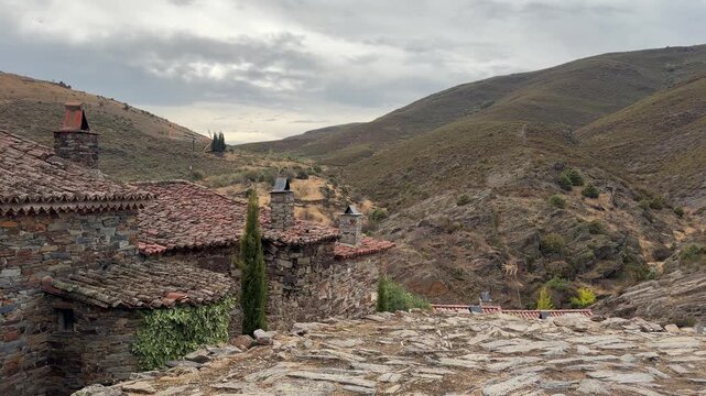 Patones traditional slate stone architecture of patones de arriba in spain