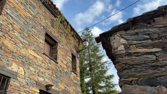 Patones traditional slate stone houses in patones de arriba, madrid