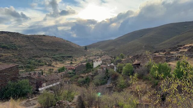 Patones rural historic slate houses in patones de arriba