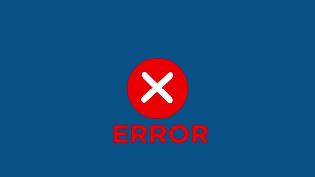 Red Error Symbol with White X Inside Circle and Bold Error Text, Technical Issue, Notification, and Digital Interface Concept. See Less
