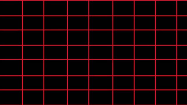 red square pattern, moving upward grid on black transparent background, motion animation.