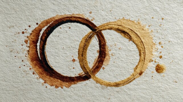 coffee stain rings brown circular marks minimalist poster white background texture organic splash imperfect circles overlapping stains negative space simple composition natural aesthetic design
