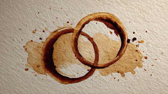 coffee stain rings brown circular marks minimalist poster white background texture organic splash imperfect circles overlapping stains negative space simple composition natural aesthetic design