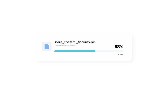 Core system security patch file upload completion animation with success status verification