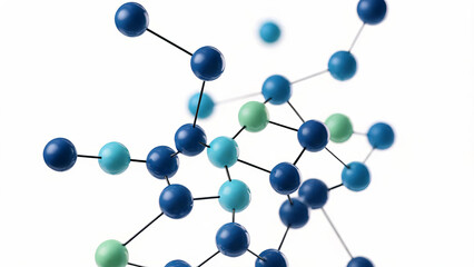Obraz premium 3D rendered molecular structure model showing connected atoms and bonds, set against a plain white background for scientific and educational use.
