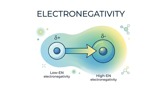 Electronegativity difference between atoms shown with partial positive and negative charges