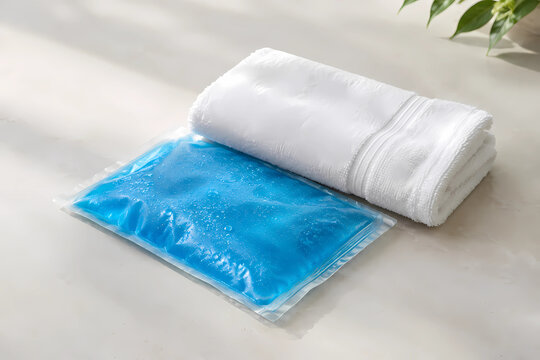 Reusable Cold Therapy Gel Pack with Rolled White Towel