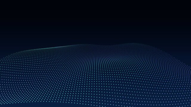 Geometric Mesh Grid Texture with Gradient Blue Shading and Curved Distortion Effect