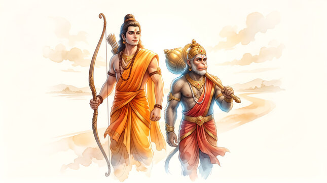 Lord Rama and Hanuman Devotional Hindu Festival Background