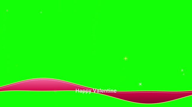 Love subtitle bar with hearts on green screen, Valentine's Day graphic