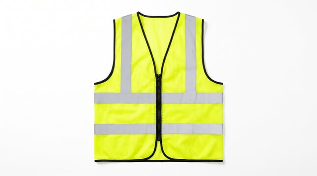 Safety vest with high visibility yellow mesh and silver reflective stripes for construction workers.