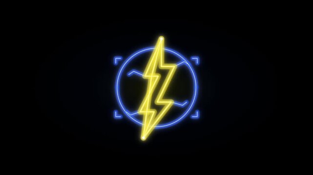 High Voltage Lightning Bolt Energy Power Neon Glowing Kinetic Loop in Ultra 4K