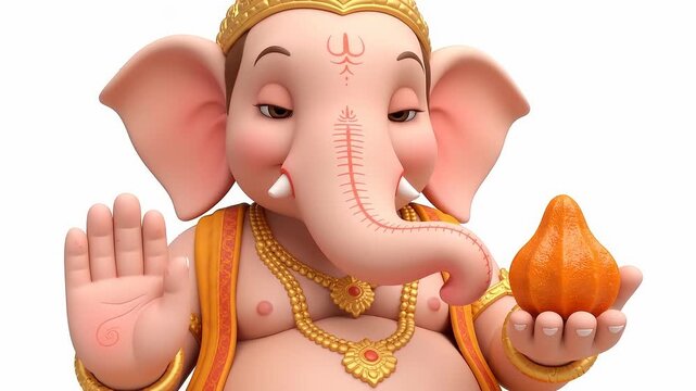3D animated lord ganesha holding modak offering for ganesh chaturthi festival celebration vinayaka chaturthi