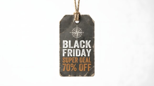 Black friday super deal 70 percent off tag isolated on white background