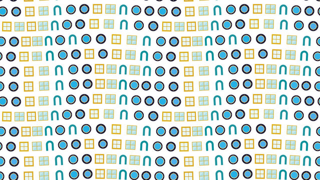 Seamless pattern of windows, portholes, and U-shapes