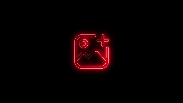 Neon add animation, glowing digital interface symbol for ui add plus sign