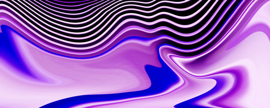 Abstract Liquid Marble Background with Purple Wave Wavy Striped Lines Texture