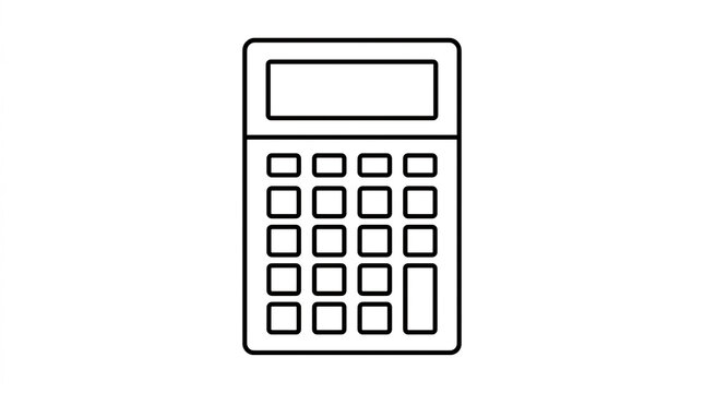 Simple line art digital calculator icon on white background