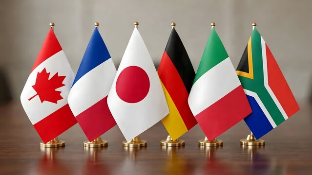 The arrangement conveys collaboration, dialogue, equality, and peaceful diplomatic engagement