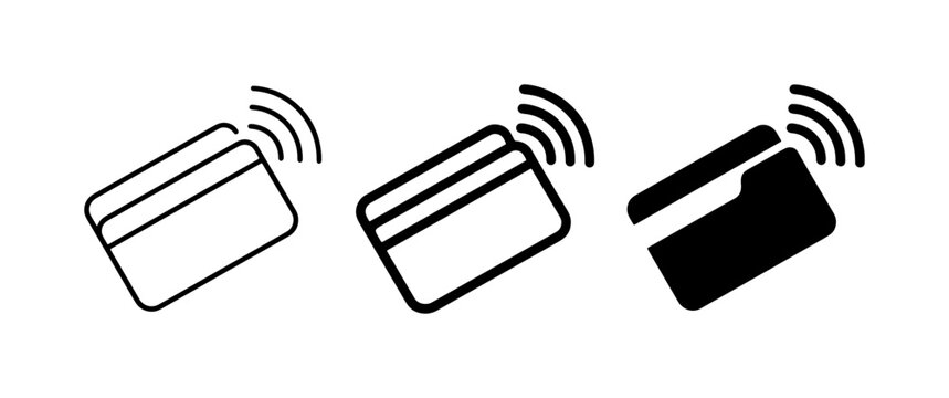 Credit card contactless payment icon, glyph and flat