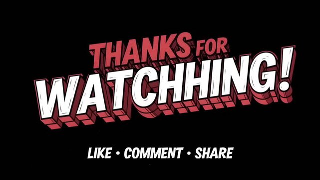 Thanks for Watching Animated Text Graphic for Social Media Video End