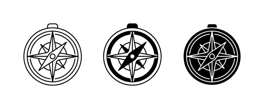 Compass icon solid glyph for logo or signage