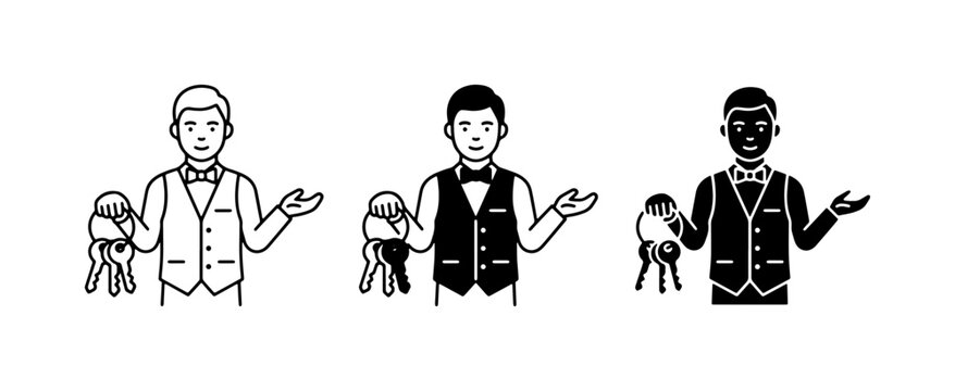 Hotel doorman icon, glyph, solid, flat for service