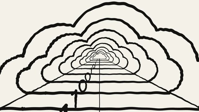 Binary Digits Travelling Through a Cloud Tunnel Loop