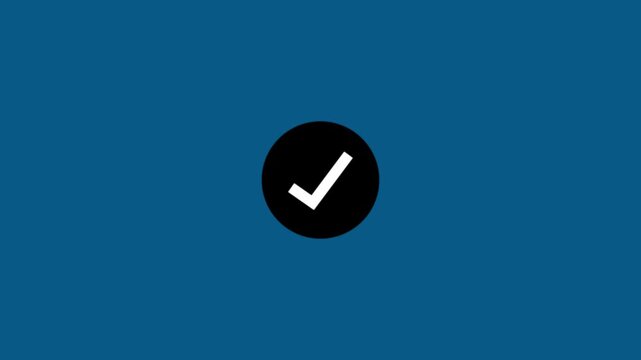 Abstract reveal of a white checkmark icon looped animation with circle on black background. White check mark with green circle icon, Tick icon concept, Yes icon concept. See Less