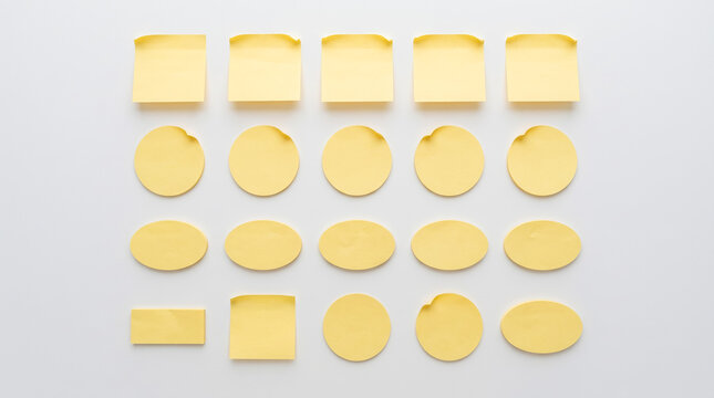 Yellow sticky notes arranged in a grid pattern on a white background
