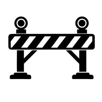 Parking Barrier Icon, Black Silhouette Boom Gate Access Control Symbol, Solid Glyph Vector Illustration