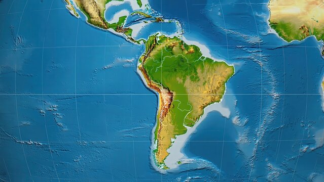 Detailed relief map of the Americas