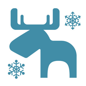 雪の結晶とクリスマスのトナカイ