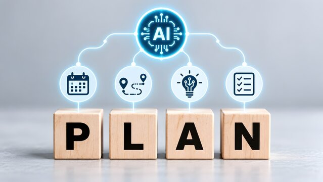 Artificial Intelligence Business Planning and Strategy Mapping Block Concept