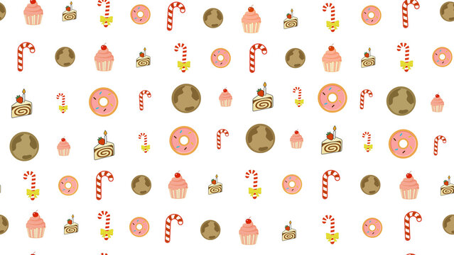 Cute pattern of assorted sweets and treats